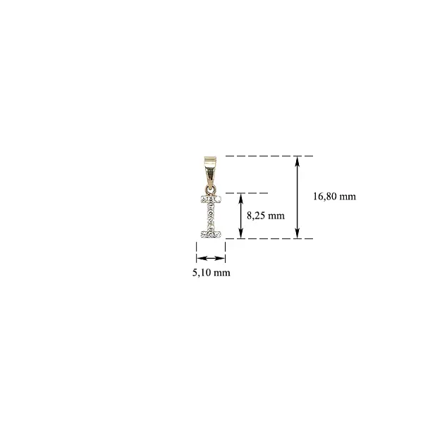 Mặt dây chuyền vàng hình chữ I đính đá zircon