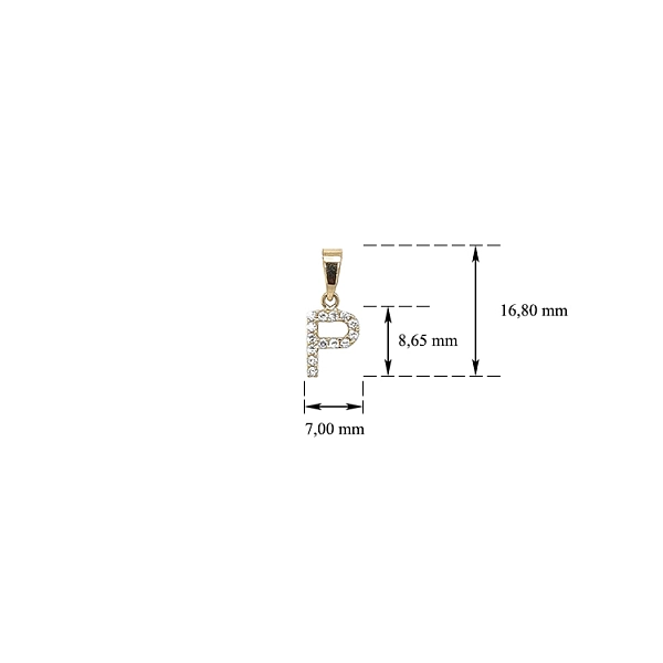 Mặt dây chuyền vàng hình chữ P đính đá zircon