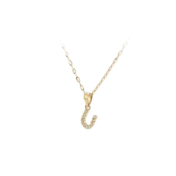 Mặt dây chuyền vàng hình chữ U đính đá zirconia