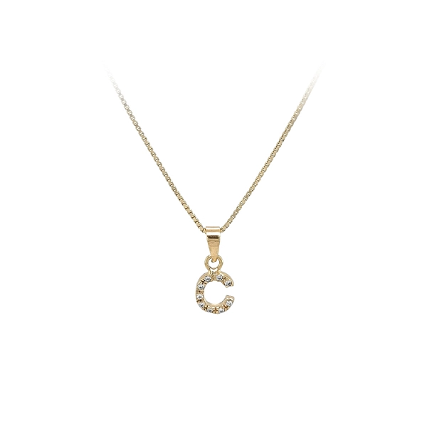 Mặt dây chuyền vàng có chữ C đính đá zircon
