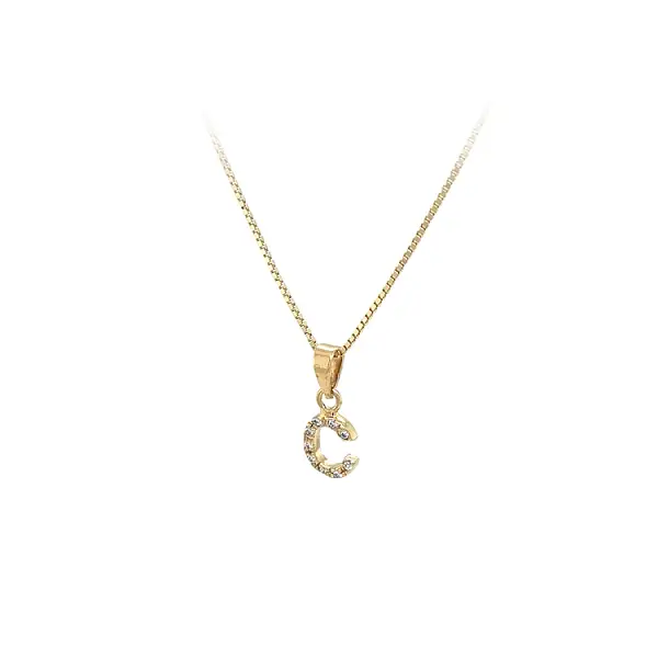 Mặt dây chuyền vàng có chữ C đính đá zircon