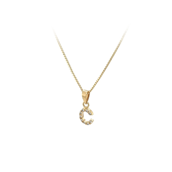 Mặt dây chuyền vàng có chữ C đính đá zircon