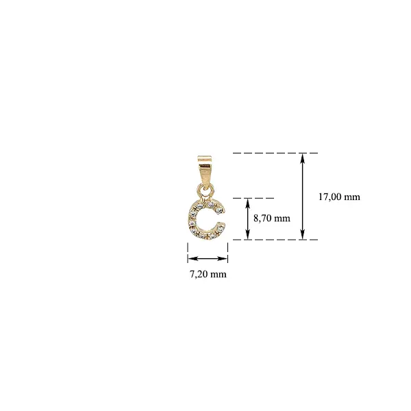 Mặt dây chuyền vàng có chữ C đính đá zircon