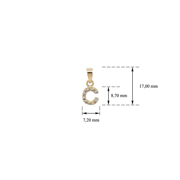 Mặt dây chuyền vàng có chữ C đính đá zircon