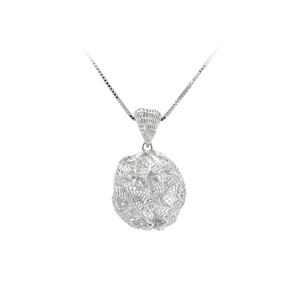 Mặt dây chuyền bằng vàng trắng đính đá zircon trắng