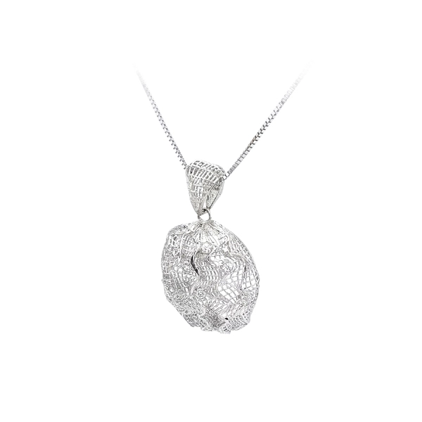 Mặt dây chuyền bằng vàng trắng đính đá zircon trắng