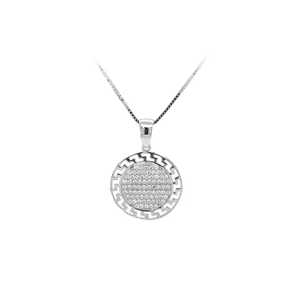 Mặt dây chuyền bằng vàng trắng đính đá zircon trắng