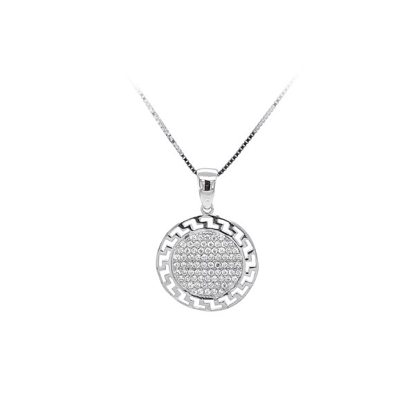 Mặt dây chuyền bằng vàng trắng đính đá zircon trắng