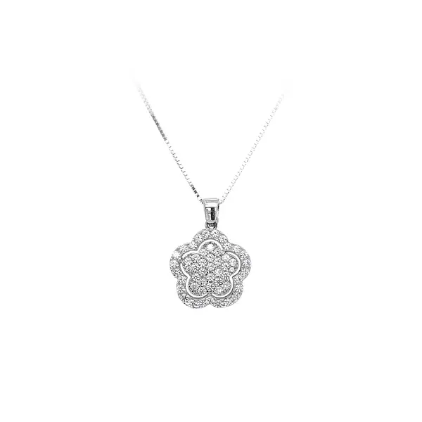 Mặt dây chuyền bằng vàng trắng đính đá zircon trắng