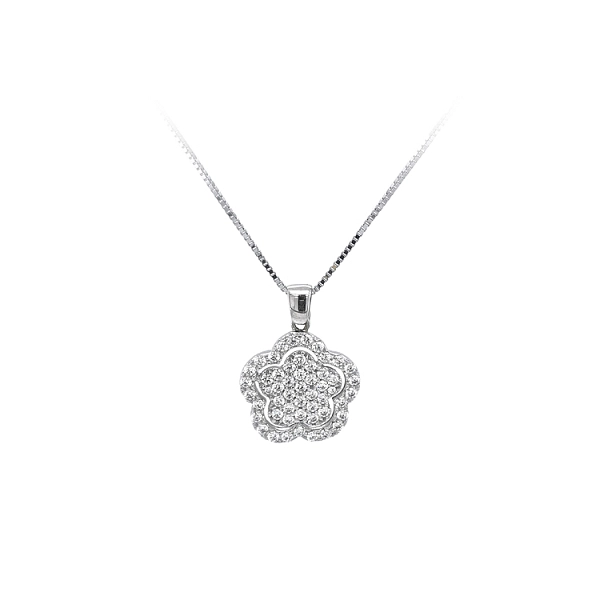 Mặt dây chuyền bằng vàng trắng đính đá zircon trắng