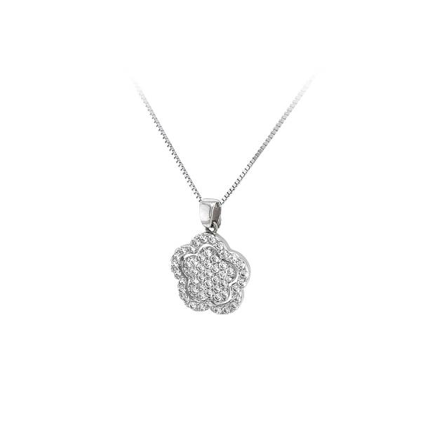 Mặt dây chuyền bằng vàng trắng đính đá zircon trắng