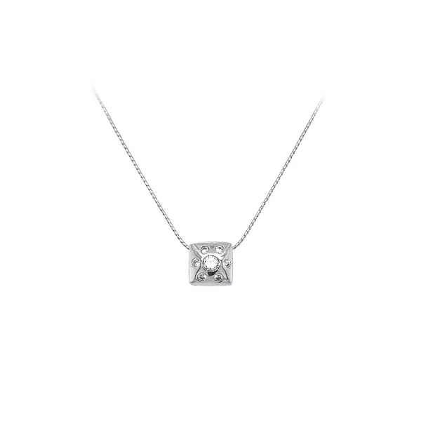 Mặt dây chuyền bằng vàng trắng đính đá zircon trắng