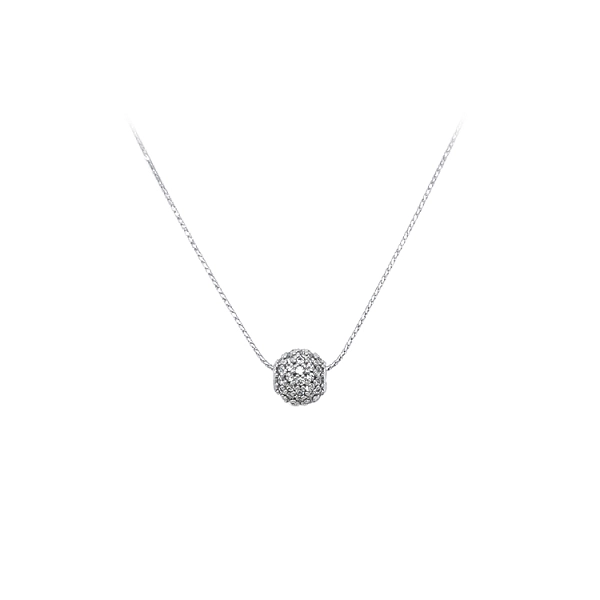 Mặt dây chuyền hình quả cầu với đá zircon trắng vàng