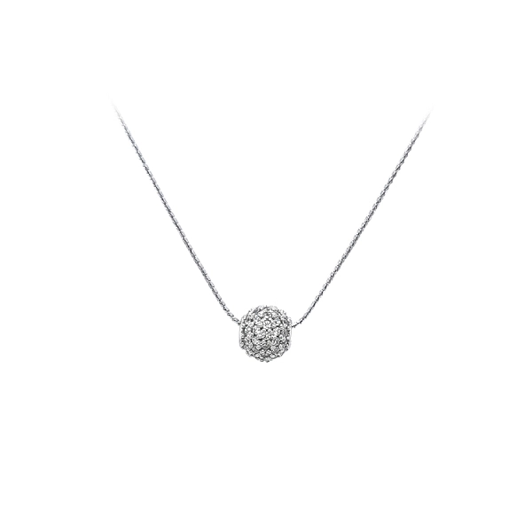 Mặt dây chuyền hình quả cầu với đá zircon trắng vàng