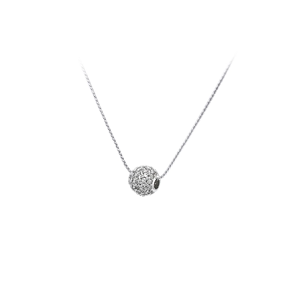 Mặt dây chuyền hình quả cầu với đá zircon trắng vàng