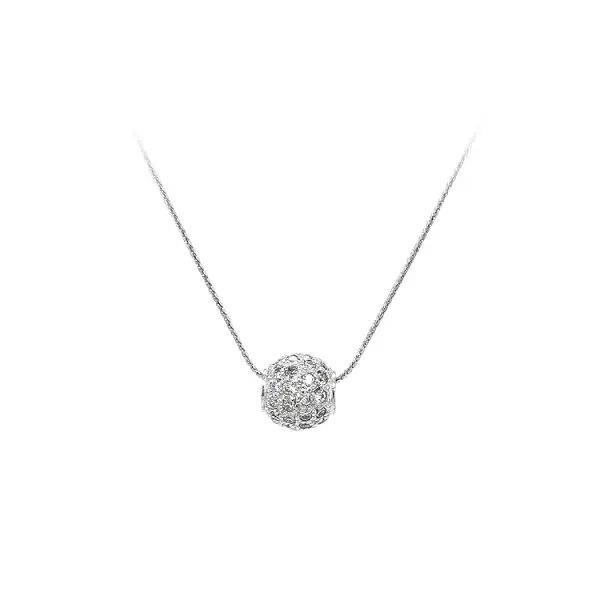 Mặt dây chuyền hình quả cầu với đá zircon trắng vàng