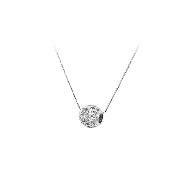 Mặt dây chuyền hình quả cầu với đá zircon trắng vàng