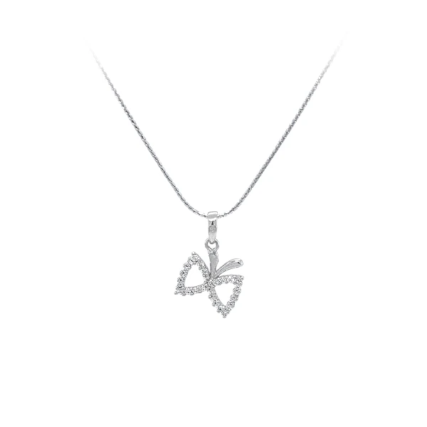 Mặt dây chuyền hình bướm với đá zircon trắng vàng