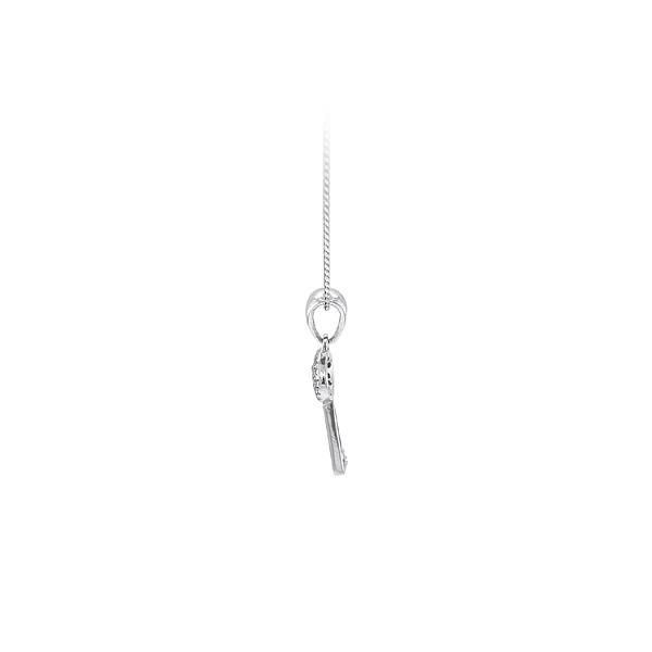 Chìa khóa dạng mặt dây chuyền với đá zircon trắng và vàng trắng