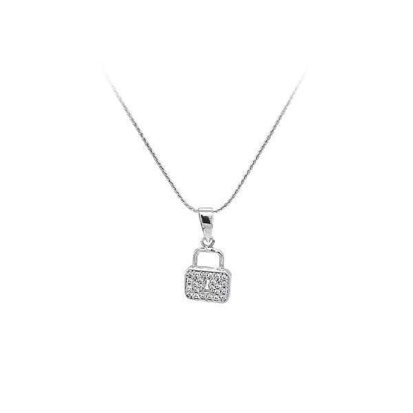 Khóa móc treo có mặt số với đá zircon trắng vàng