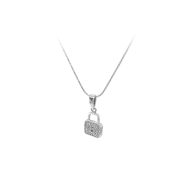 Khóa móc treo có mặt số với đá zircon trắng vàng