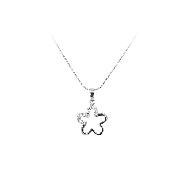 Mặt dây chuyền bằng vàng trắng đính đá zircon trắng