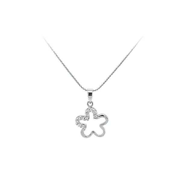 Mặt dây chuyền bằng vàng trắng đính đá zircon trắng