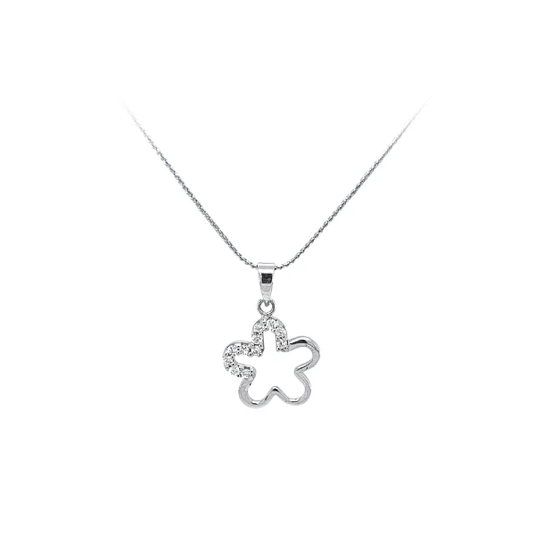 Mặt dây chuyền bằng vàng trắng đính đá zircon trắng