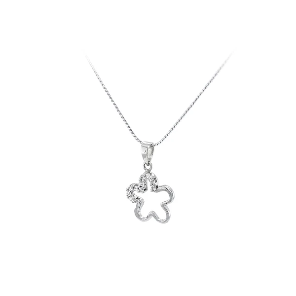 Mặt dây chuyền bằng vàng trắng đính đá zircon trắng
