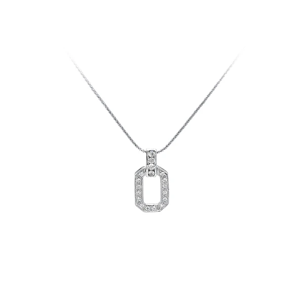 Mặt dây chuyền bằng vàng trắng đính đá zircon trắng