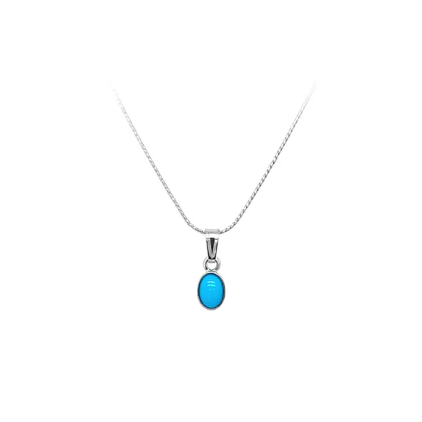 Mặt dây chuyền bằng vàng trắng đính đá turquoise