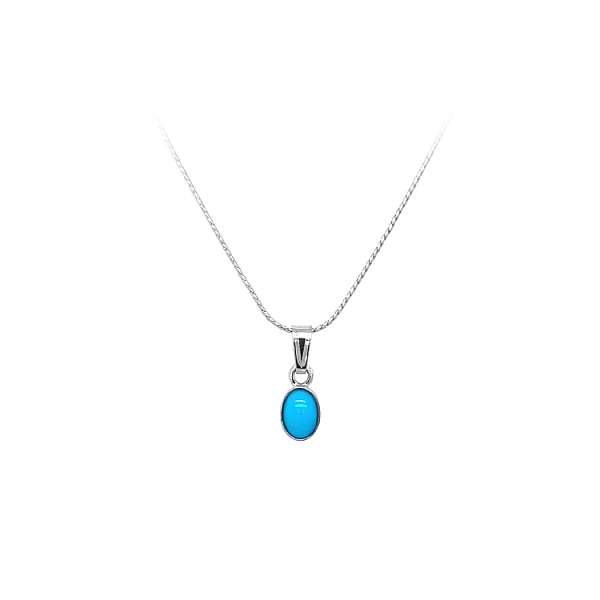 Mặt dây chuyền bằng vàng trắng đính đá turquoise