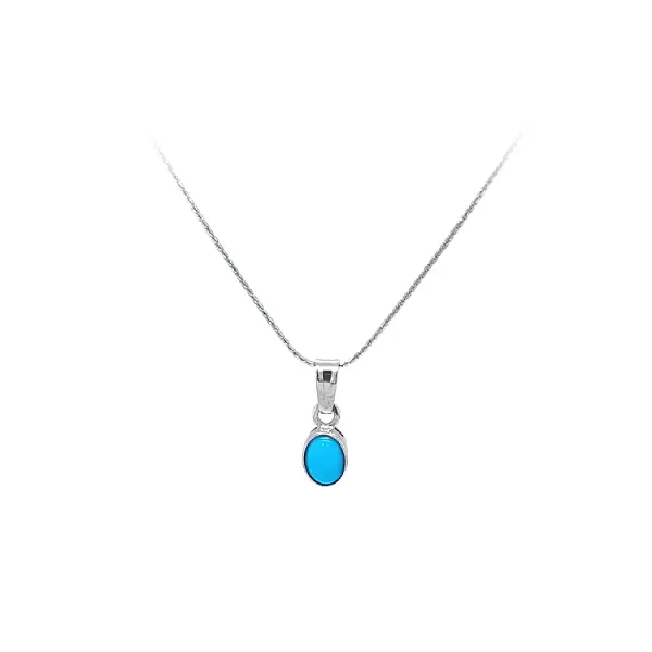 Mặt dây chuyền bằng vàng trắng đính đá turquoise
