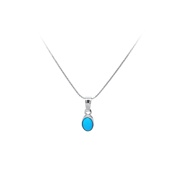 Mặt dây chuyền bằng vàng trắng đính đá turquoise