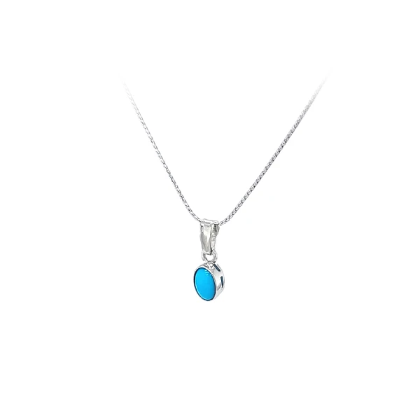 Mặt dây chuyền bằng vàng trắng đính đá turquoise