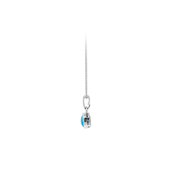 Mặt dây chuyền bằng vàng trắng đính đá turquoise