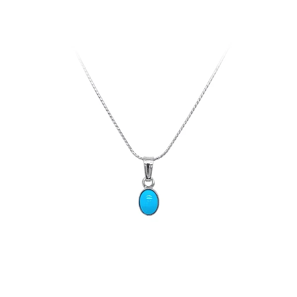 Mặt dây chuyền bằng vàng trắng đính đá turquoise