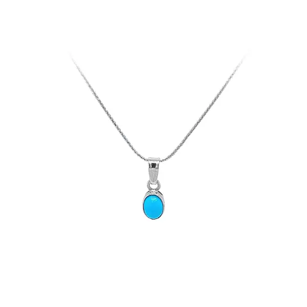 Mặt dây chuyền bằng vàng trắng đính đá turquoise