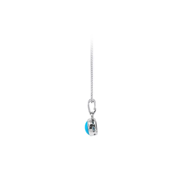 Mặt dây chuyền bằng vàng trắng đính đá turquoise