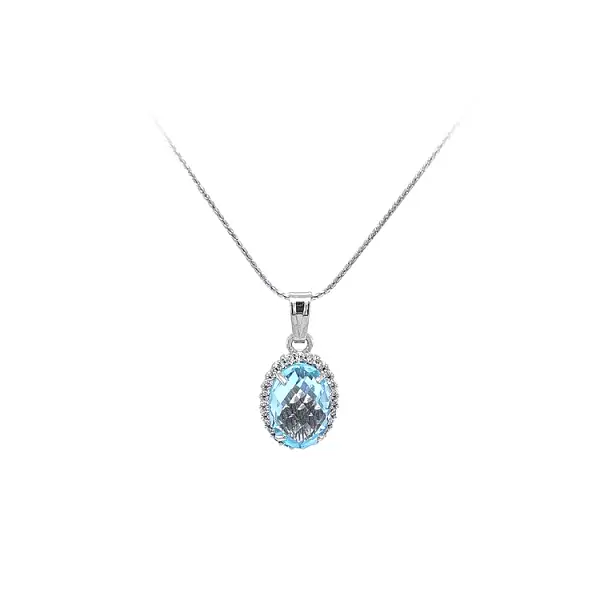 Mặt dây chuyền vàng đính đá xanh