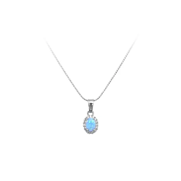 Mặt dây chuyền với đá opal xanh và zircon