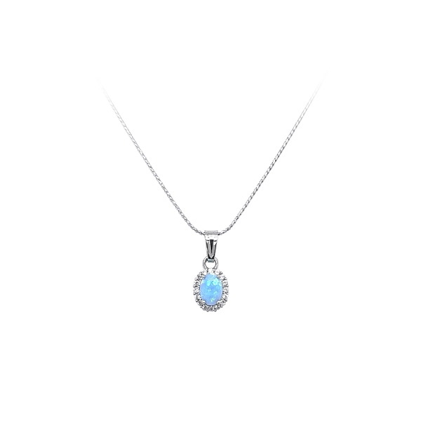 Mặt dây chuyền với đá opal xanh và zircon