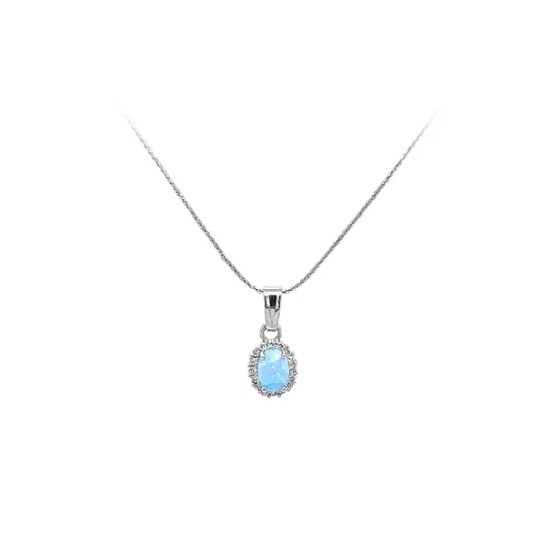 Mặt dây chuyền với đá opal xanh và zircon