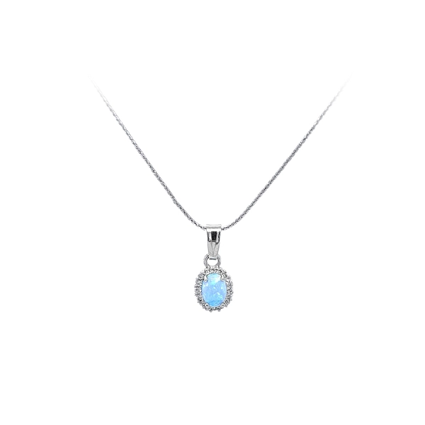 Mặt dây chuyền với đá opal xanh và zircon