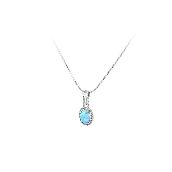 Mặt dây chuyền với đá opal xanh và zircon