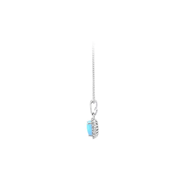 Mặt dây chuyền với đá opal xanh và zircon