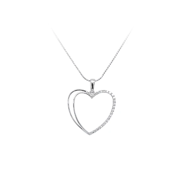 Mặt dây chuyền hình trái tim với đá zircon trắng vàng