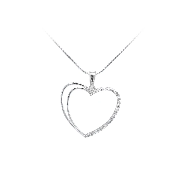 Mặt dây chuyền hình trái tim với đá zircon trắng vàng