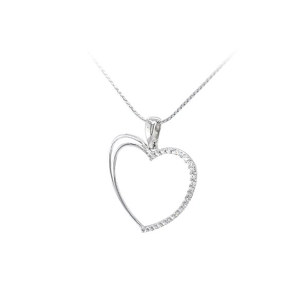 Mặt dây chuyền hình trái tim với đá zircon trắng vàng