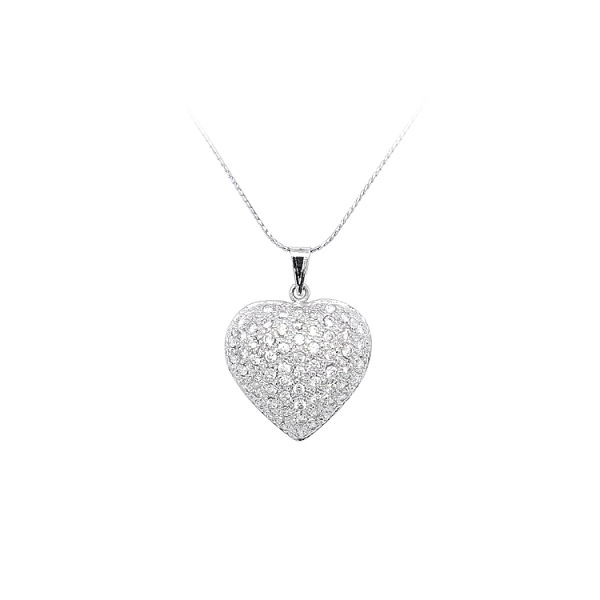 Mặt dây chuyền hình trái tim với đá zircon trắng vàng